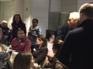 Mayor Emanuel visits with the lawyers working to assist travelers detained at O'Hare Airport on January 29, 2017